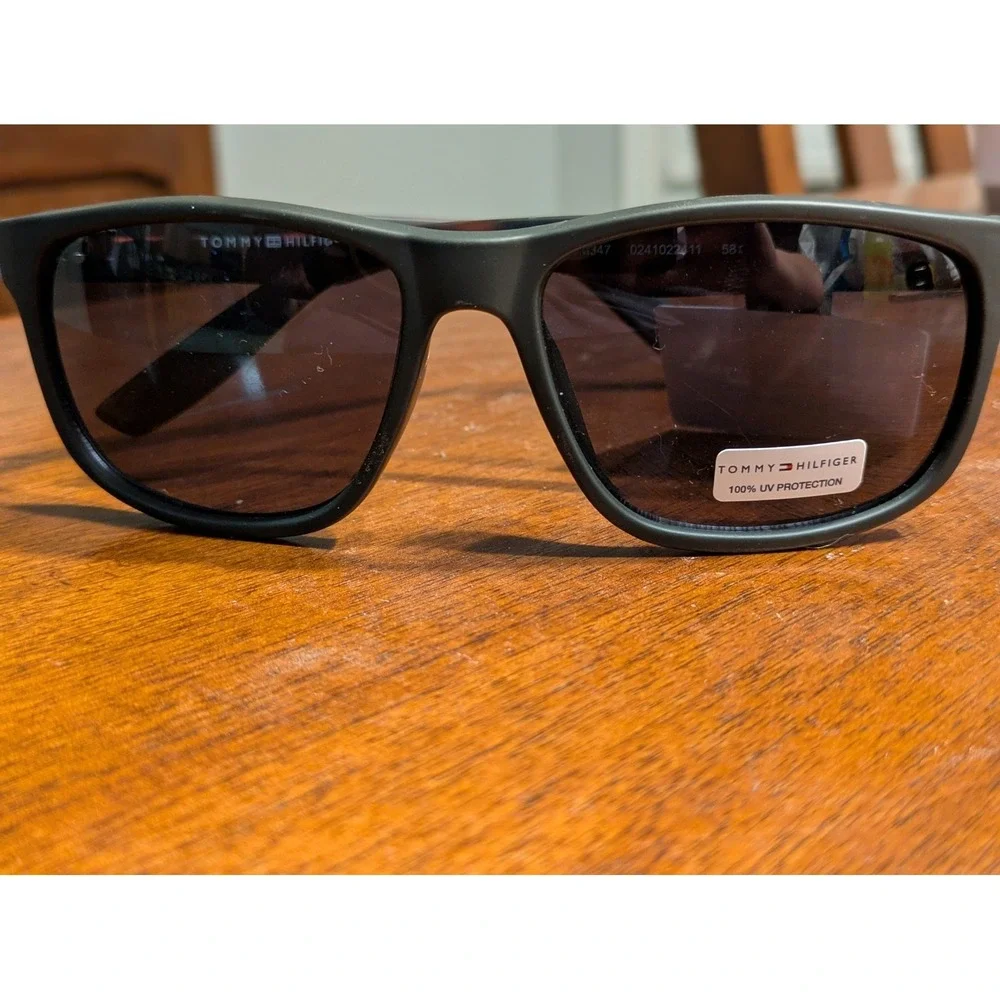 Tommy Hilfiger Sunglasses for men Matte Black and Tortoise shell arms.